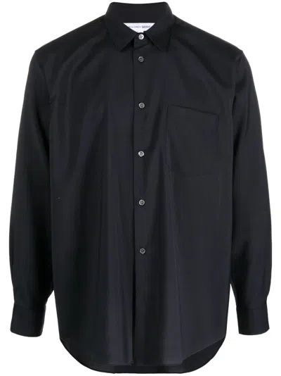 Comme Des Garçons Shirt Long-sleeves Wool Shirt In Black