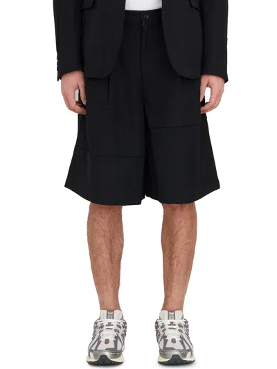 Comme Des Garçons Shirt Men's Black Wool Bermuda Pants For Ss24 In Blue