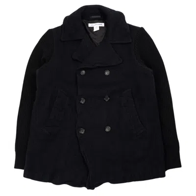 Comme Des Garçons Shirt Men's Double Breasted Coat In Navy Blue In Blu Navy