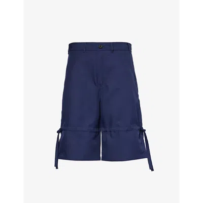 Comme Des Garçons Shirt Comme Des Garcons Shirt Mens Navy Drawstring-trim Structured-waistband Woven Shorts In Blue