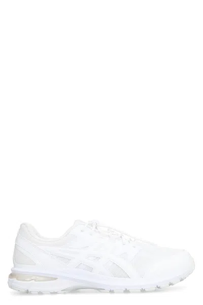 COMME DES GARÇONS SHIRT MEN'S WHITE LOW-TOP FABRIC SNEAKERS WITH LEATHER INSERTS