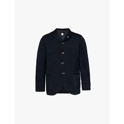 Comme Des Garçons Shirt Mens Navy Strong Will Embroidered Single-breasted Woven Blazer