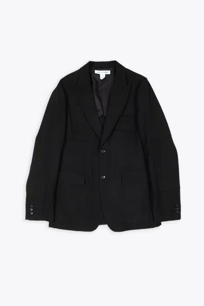 Comme Des Garçons Shirt Mens Jacket Woven Black Wool Patchwork Blazer With Peak Lapel In Nero