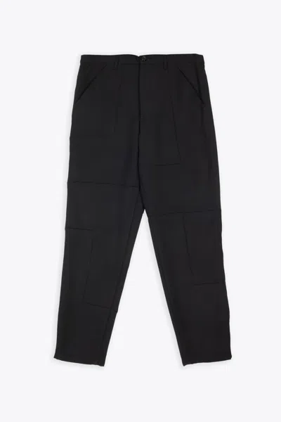 Comme Des Garçons Shirt Mens Pants Woven Black Wool Patchwork Tapered Pant In Nero