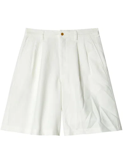 Comme Des Garçons Shirt Pleat-detail Wide-leg Shorts In White