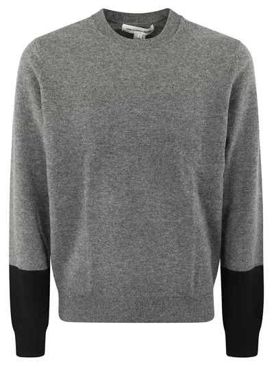 Comme Des Garçons Shirt Contrast-panel Crew-neck Sweater In Gray