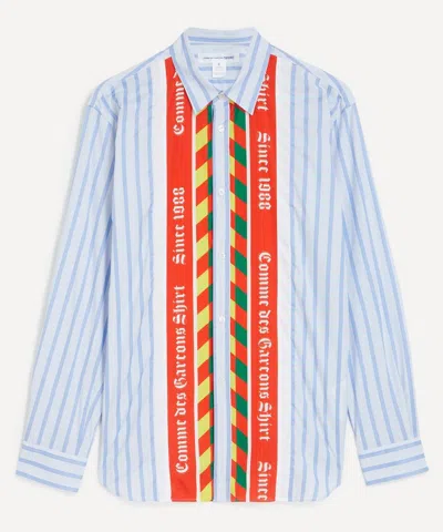 Comme Des Garçons Shirt Comme Des Garcons Shirt Mens Striped Football Scarf Shirt In Blue
