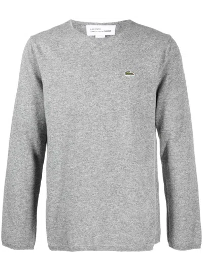 Comme Des Garçons Shirt Intarsia-knit Logo Wool Jumper In Grey