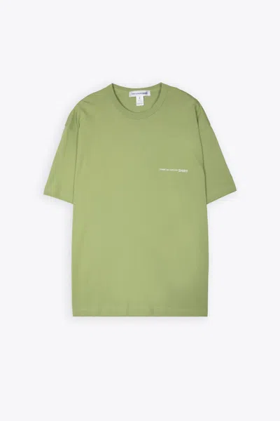 Comme Des Garçons Shirt Mens T-shirt Knit Green Cotton Oversize T-shirt With Chest Logo In Cachi