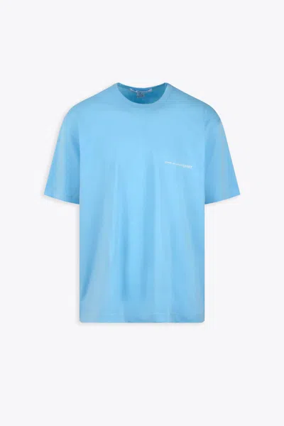 Comme Des Garçons Shirt Mens T-shirt Knit Sky Blue Cotton Oversize T-shirt With Chest Logo In Celeste