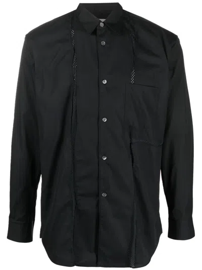 Comme Des Garçons Shirt Mesh-panelled Long-sleeve Shirt In Schwarz