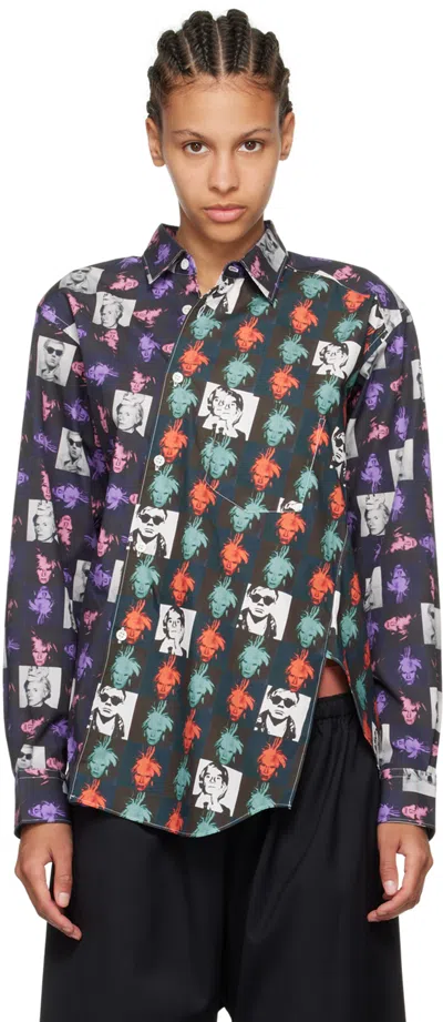 Comme Des Garçons Shirt Multicolor Asymmetrical Shirt In 1 Print F/print E