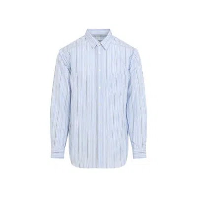 Comme Des Garçons Blue Striped Cotton Shirt In Multicolour