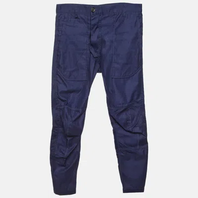 Pre-owned Comme Des Garçons Shirt Navy Blue Cotton Tapered Trousers S