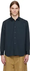Comme Des Garçons Shirt Navy Cotton Poplin Plain Shape 1 Shirt In 2 Navy