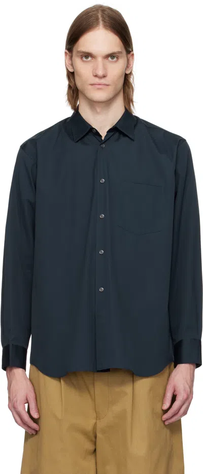Comme Des Garçons Shirt Navy Cotton Poplin Plain Shape 1 Shirt In 2 Navy
