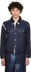 Comme Des Garçons Shirt Navy Overprint Trucker Jacket