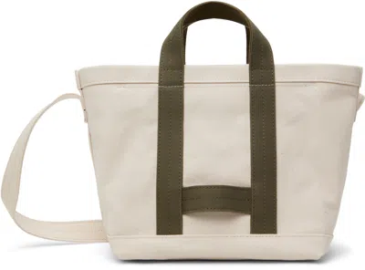 Comme Des Garçons Shirt Off-white Cotton Canvas Tote In 1 White/khaki
