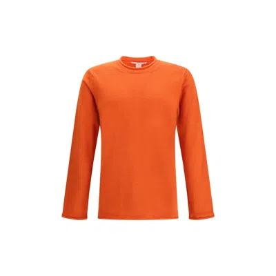 Comme Des Garçons Ribbed Hem Long Sleeve Crew Neck Sweater In Orange