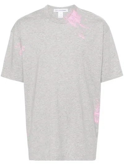 Comme Des Garçons Shirt Paint Splatter-detail T-shirt In Grey
