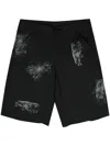 Comme Des Garçons Shirt Painterly-print Twill Shorts In Black