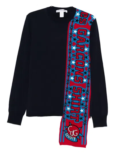 Comme Des Garçons Shirt Panelled Layered Sweater In Black