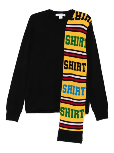 COMME DES GARÇONS SHIRT PANELLED SHIRT-DETAIL SWEATER
