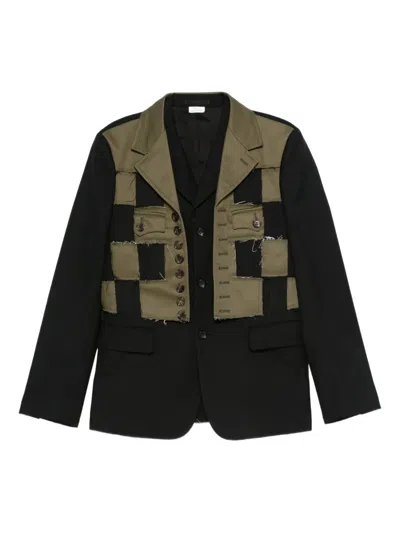 Comme Des Garçons Shirt Patchwork-check Jacket In Black