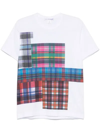 Comme Des Garçons Shirt Patchwork-print T-shirt In White