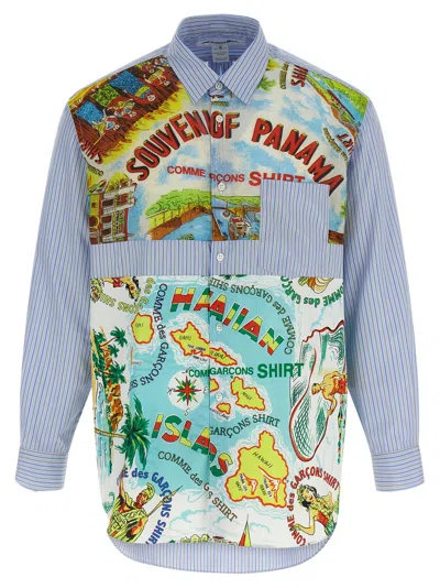 Comme Des Garçons Shirt Comme Des Garcons Shirt Patterned Inserts Shirt In Blue
