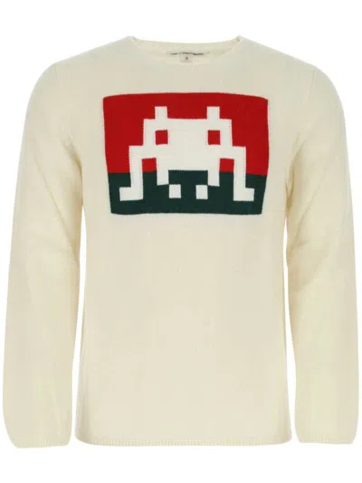 Comme Des Garçons Shirt Patterned-intarsia Knit Jumper In Neutrals