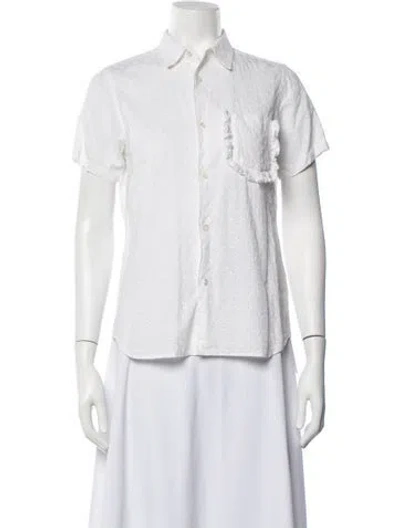 Pre-owned Comme Des Garçons Shirt Patterned Short Sleeve Button-up Top In White