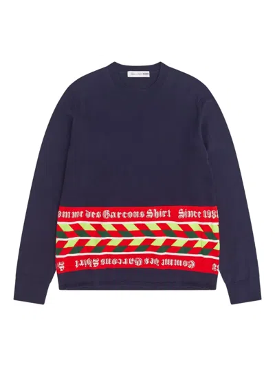 Comme Des Garçons Shirt Patterned Sweater In Blue