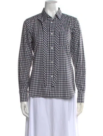 Pre-owned Comme Des Garçons Shirt Plaid Print Long Sleeve Button-up Top In White