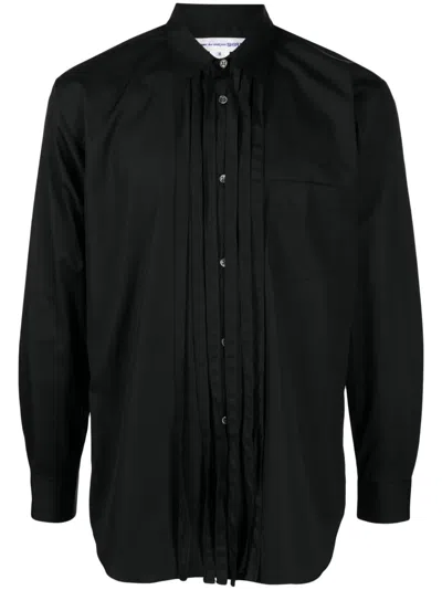 Comme Des Garçons Shirt Pleat-detailing Cotton Shirt In Black