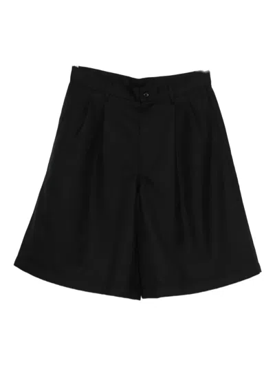 Comme Des Garçons Shirt Pleated Gabardine Shorts In Black