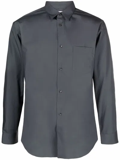 Comme Des Garçons Shirt Pointed Collar Cotton Shirt In Gray