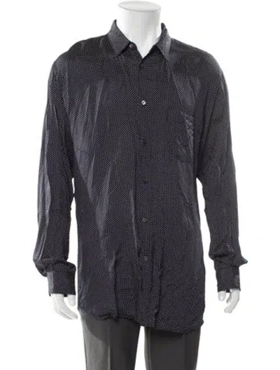 Pre-owned Comme Des Garçons Shirt Polka Dot Print Long Sleeve Dress Shirt In Blue
