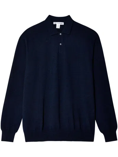 Comme Des Garçons Shirt Wool Polo Sweater In Navy