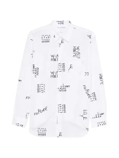 Comme Des Garçons Shirt Printed Cotton Shirt In White
