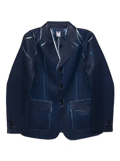 Comme Des Garçons Shirt Printed Single-breasted Blazer In 蓝色