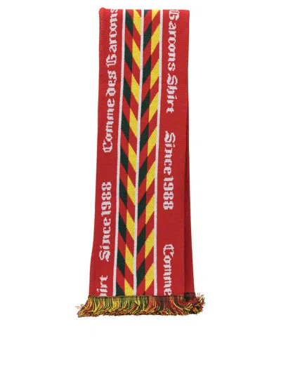 Comme Des Garçons Shirt Red Acrylic Scarf In Black
