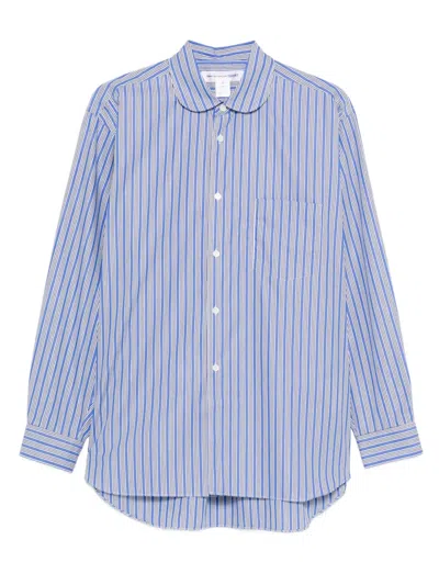 Comme Des Garçons Shirt Round-collar Striped Shirt In Blue