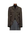 Comme Des Garçons Shirt Ruched Buttoned Gabardine Jacket In Gray