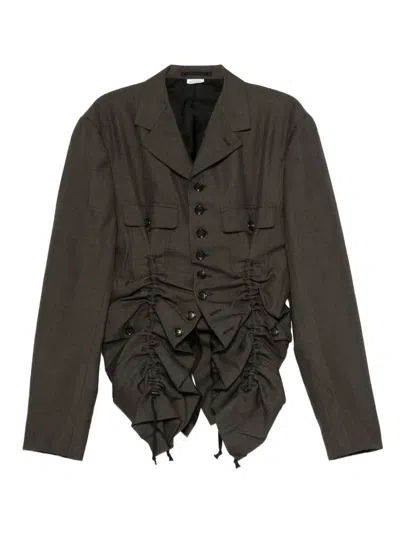 Comme Des Garçons Shirt Ruched Gabardine Jacket In Gray
