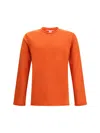 Comme Des Garçons Shirt Round Neckline Sweater In Wool In Orange