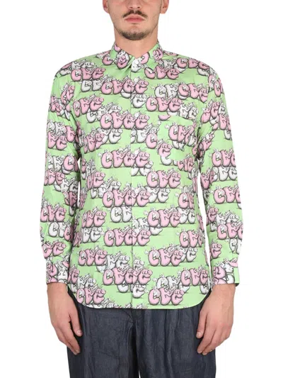 Comme Des Garçons Shirt Shirt With Print X Kaws In Green