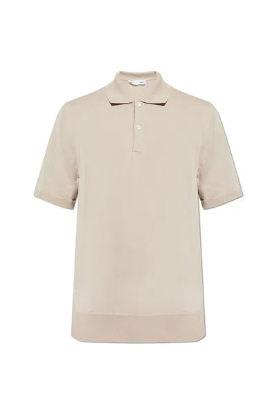 Comme Des Garçons Shirt Short-sleeved Knitted Polo Shirt In Beige