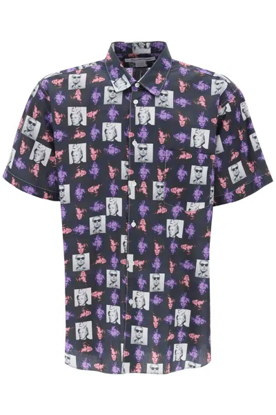 Comme Des Garçons Shirt Short-sleeved Shirt With Andy Warhol Print In Pink,purple