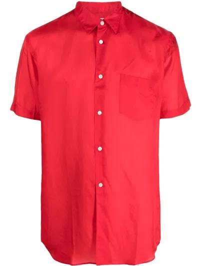 Comme Des Garçons Shirt Short-sleeves Classic-collar Shirt In Rot
